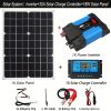 Solar Power Set 1pc 18W18V Solar Panel Waterproof Cell; 1pc 30A Charger Controller; 1pc 700W Power Inverter DC12V To AC110V Car Battery Charge; Blue