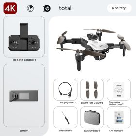 Folding UAV Obstacle Avoidance Optical Flow Hover Quadcopter Electric Lens Remote Control (Option: 4K-Three Batteries)