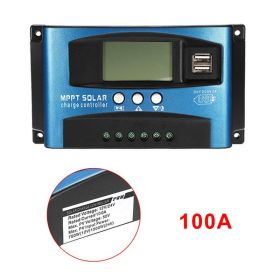 30/40/50/60/100A MPPT Solar Charge Controller Dual USB LCD Display 12V 24V Auto Solar Cell Panel Charger Regulator With Load (Color: 100A)
