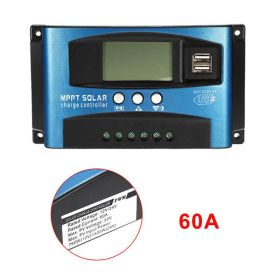 30/40/50/60/100A MPPT Solar Charge Controller Dual USB LCD Display 12V 24V Auto Solar Cell Panel Charger Regulator With Load (Color: 60A)