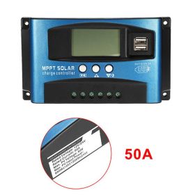 30/40/50/60/100A MPPT Solar Charge Controller Dual USB LCD Display 12V 24V Auto Solar Cell Panel Charger Regulator With Load (Color: 50A)