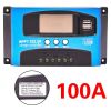 30/40/50/60/100A MPPT Solar Charge Controller Dual USB LCD Display 12V 24V Auto Solar Cell Panel Charger Regulator With Load